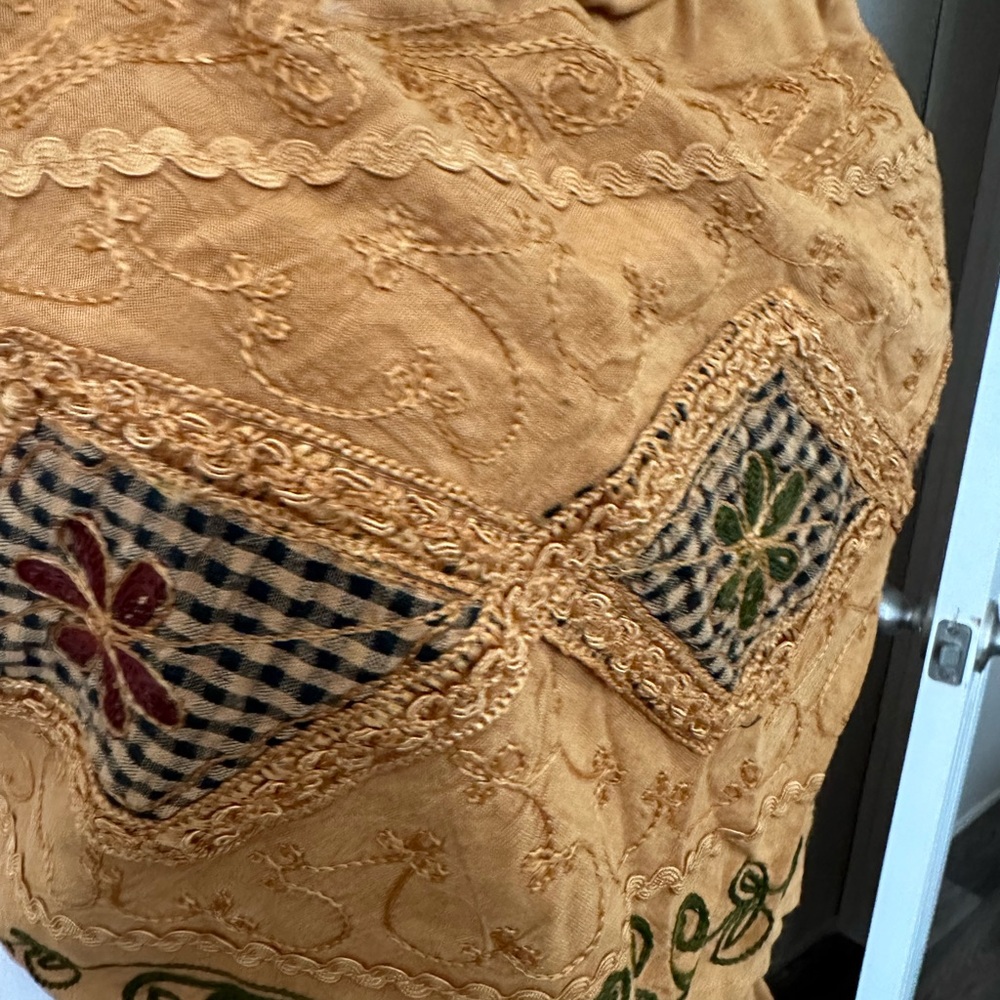 Embroidered Crop Top Wrap Skirt Set Mustard Boho … - image 7